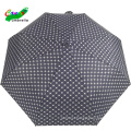 3 fold cheapest wholesale price block dot pattern blue pongee umbrella
